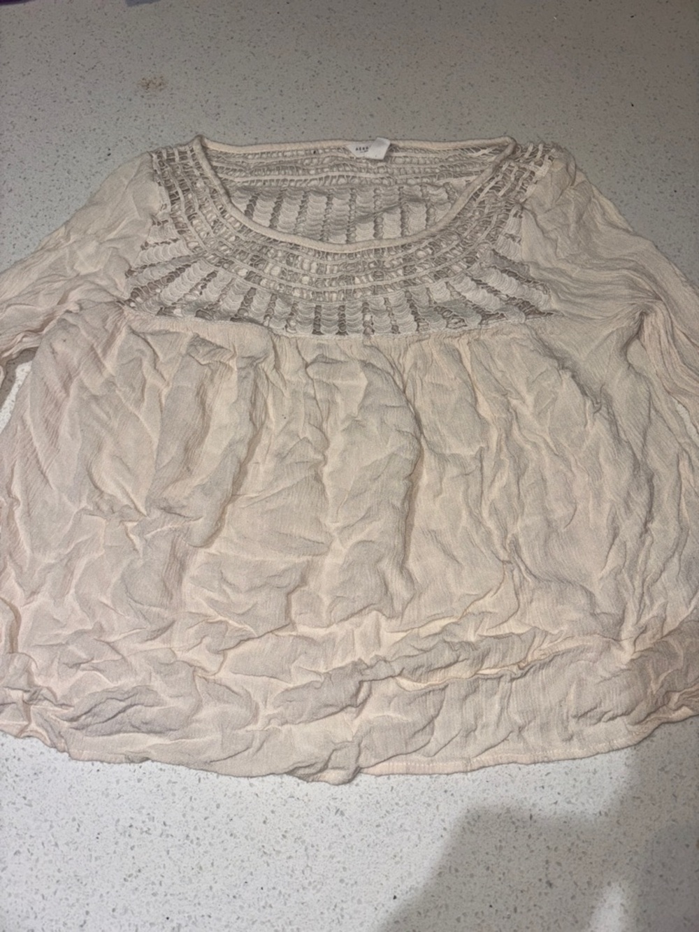 Aeropostale Cream Crochet Yoke Peasant Blouse